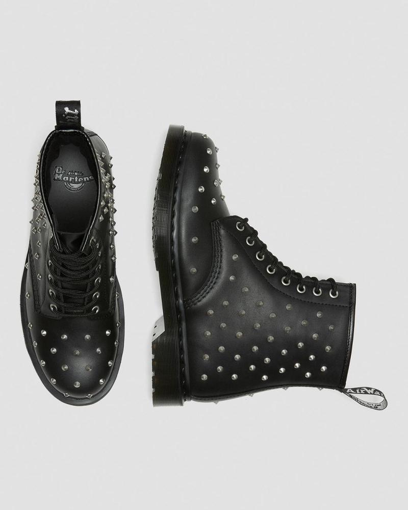 Dr Martens 1460 Stud Wanama Læder Snørestøvler Dame Sort | DK 210AHK